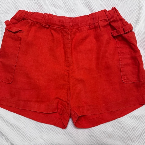 Saks Fifth Avenue Linen Orange Shorts In Size SMALL - Picture 1 of 6